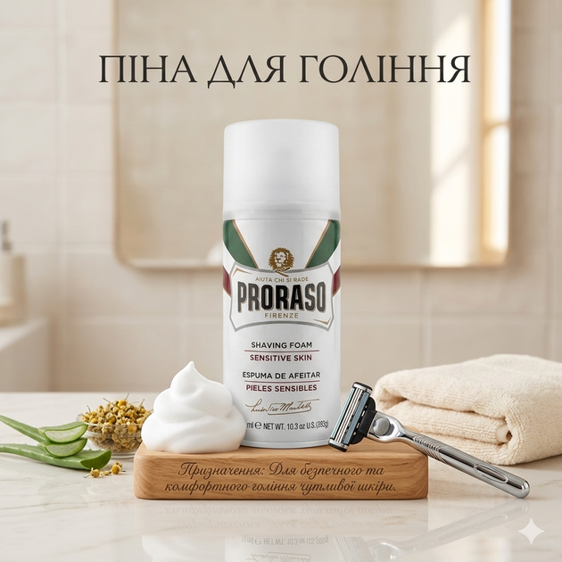 Піна для гоління Proraso для чутливої шкіри 300 мл (400446) - зображення 2