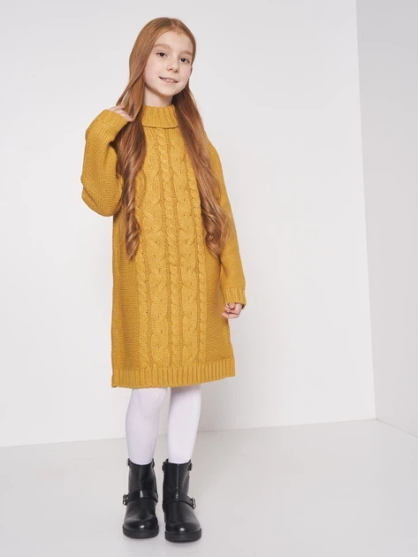 Детское вязаное платье для девочки Zippy 122-128 см (7-8 лет) Желтое - изображение 3