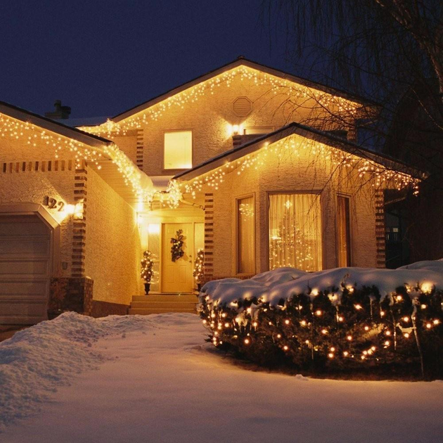 Новогодняя праздничная гирлянда бахрома 120 Led прозрачный провод 3х0.5 м Холодный белый - изображение 14