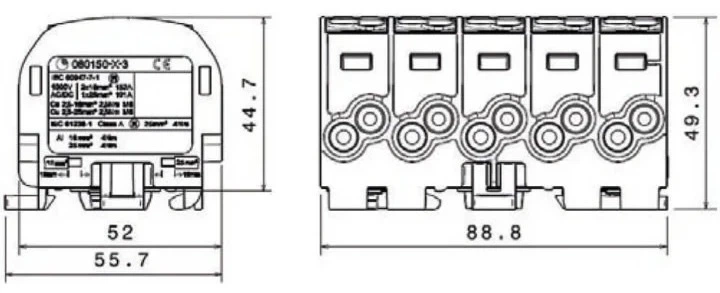 Blok rozdzielczy odgałęźny Simet Al/Cu 80150 SIMBLOCK sza/nie/zie SCB 25-5X 81500020 (5907813232893) - obraz 2