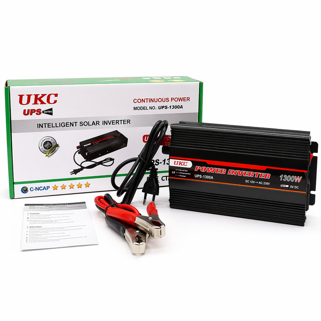 Автомобільний інвертор UKC AC/DC UPS 1300W ART 7060 перетворювач напруги 12В-220В пікова потужність 1300 Вт номінальна 600 Вт із заряджанням 15 А UPS та активним охолодженням - зображення 5
