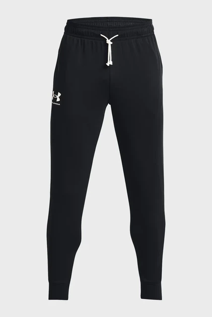 Чоловічі чорні спортивні штани UA Rival Terry Jogger Under Armour S 1380843-001 - Фото 5 Чоловічі чорні спортивні штани UA Rival Terry Jogger Under Armour S 1380843-001 - изображение 5