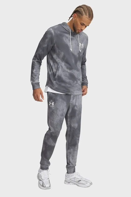 Чоловічі світло-сірі спортивні штани UA Rival Terry AOP Jogger Q1 Under Armour 3XL 1390143-025 - изображение 2