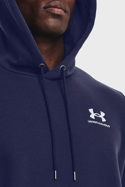 Чоловіче темно-синє худі UA Essential Fleece Hoodie-GRN Under Armour XS 1373880-410 - Фото 4 Чоловіче темно-синє худі UA Essential Fleece Hoodie-GRN Under Armour XS 1373880-410 - зображення 4
