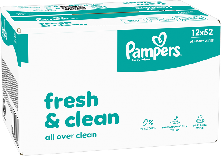 Набір вологих серветок Pampers Fresh & Clean 12 х 52 шт (8006530098403) - зображення 2