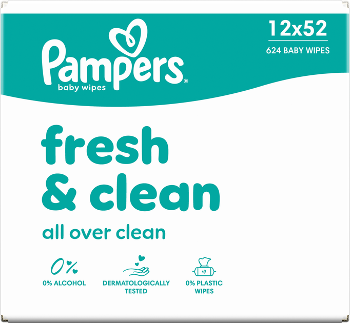 Набір вологих серветок Pampers Fresh & Clean 12 х 52 шт (8006530098403) - зображення 4
