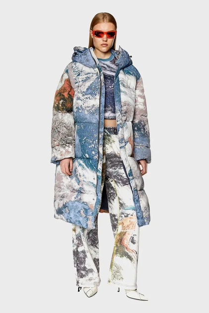 Жіноча куртка з візерунком W-TAKRY-CMF JACKET Diesel 42 A11510 0AJAE - Фото 1 Жіноча куртка з візерунком W-TAKRY-CMF JACKET Diesel 42 A11510 0AJAE - изображение 1