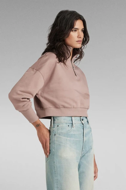 Жіноча рожева спортивна кофта Cropped zip loose sw G-Star M D23143,D278 - Фото 2 Жіноча рожева спортивна кофта Cropped zip loose sw G-Star M D23143,D278 - изображение 2