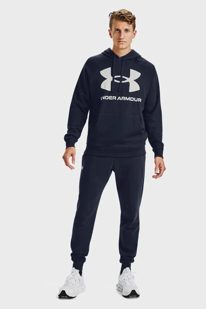 Чоловіче темно-синє худі UA Rival Fleece Big Logo HD Under Armour XXL 1357093-410 - изображение 2