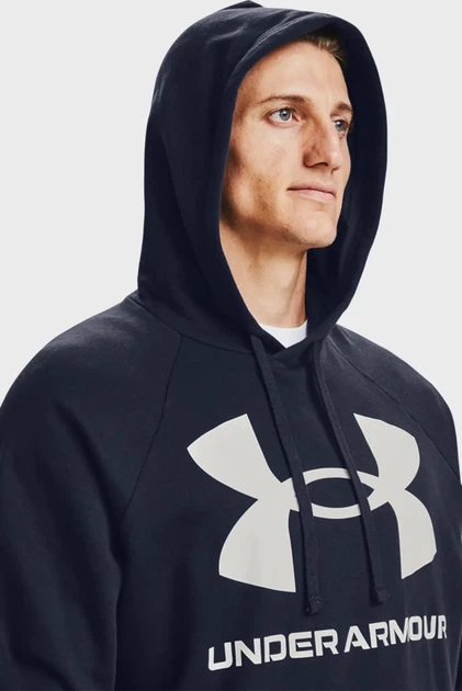 Чоловіче темно-синє худі UA Rival Fleece Big Logo HD Under Armour M 1357093-410 - изображение 4