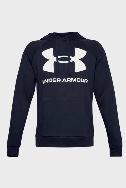 Чоловіче темно-синє худі UA Rival Fleece Big Logo HD Under Armour M 1357093-410 - изображение 5