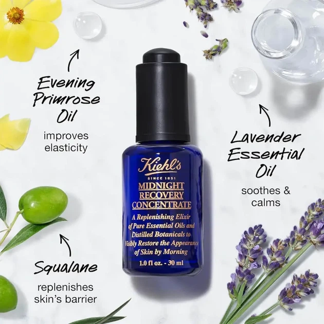 Ночной восстанавливающий концентрат для лица Kiehl`s Midnight Recovery Concentrate 30 мл - изображение 3