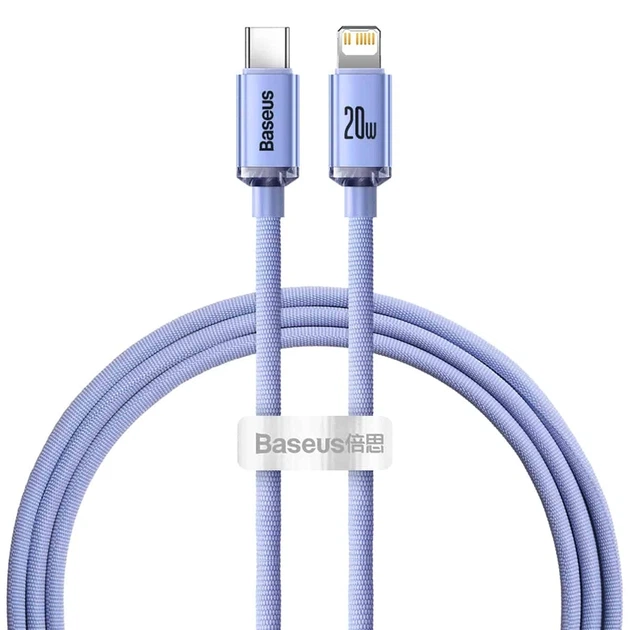 Кабель Baseus Crystal Shine Series Fast Charging Data Cable Type-C to iP 20W 1.2m Purple - Фото 1 Кабель Baseus Crystal Shine Series Fast Charging Data Cable Type-C to iP 20W 1.2m Purple - изображение 1