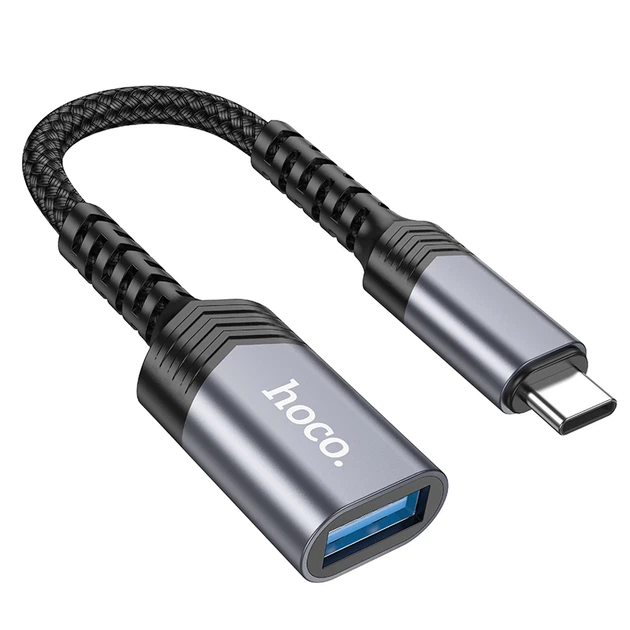 Кабель-перехідник HOCO UA24 Type-C male to USB female 3.0 converter Metal Gray - Фото 1 Кабель-перехідник HOCO UA24 Type-C male to USB female 3.0 converter Metal Gray - зображення 1