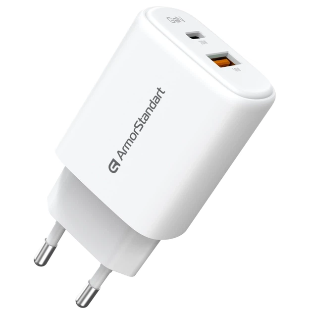Зарядний пристрій Armorstandart 1xUSB-C + 1xUSB 20W GaN white (ARM89531) - зображення 4