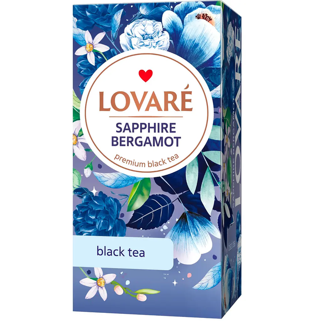 Чай чорний Lovare Sapphire Bergamot 24 пакетики - Фото 1 Чай чорний Lovare Sapphire Bergamot 24 пакетики - зображення 1