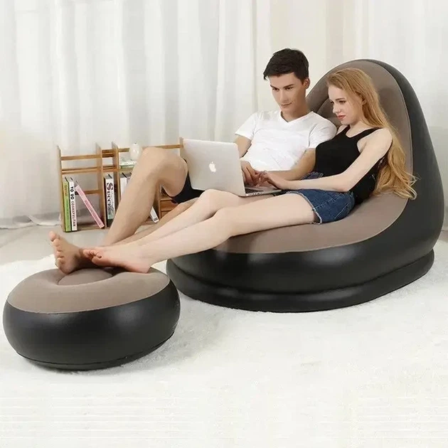 Надувное садовое кресло с пуфиком Air Sofa Comfort zd-33223, велюр, 76*130 см - Фото 3 Надувное садовое кресло с пуфиком Air Sofa Comfort zd-33223, велюр, 76*130 см - изображение 3