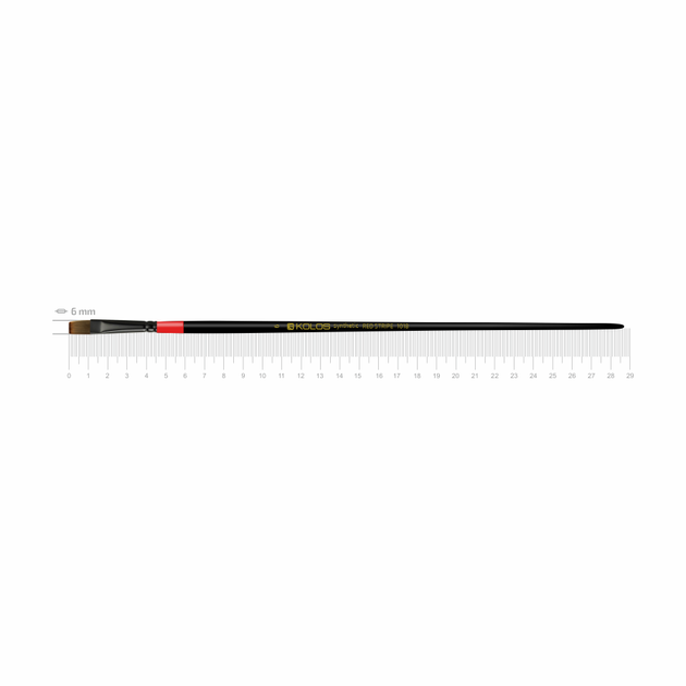 Кисть синтетика плоская Red stripe 1018 No 6 длинная ручка KOLOS - Фото 1 Кисть синтетика плоская Red stripe 1018 No 6 длинная ручка KOLOS - изображение 1