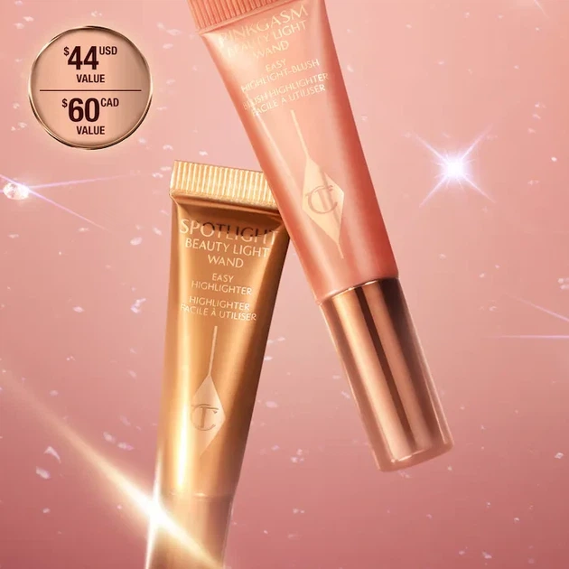 Набор румяна и хайлайтер Charlotte Tilbury Mini Hollywood Superstar Beauty Highlighter Wand Duo Gift Set - изображение 2