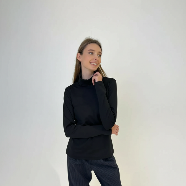 Гольф жіночий трикотаж з начісом чорний, L-XL - изображение 4