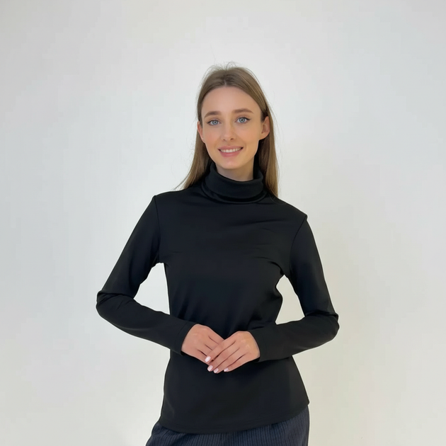 Гольф жіночий трикотаж з начісом чорний, L-XL - изображение 5