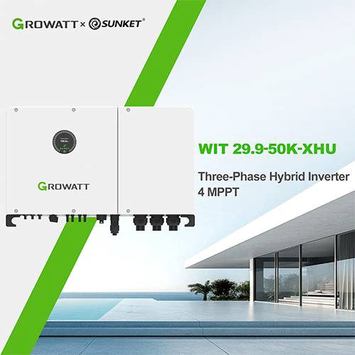 Гибридный инвертор 3-фазный Growatt WIT 29.9K-XHU 29.9kW 180-1000V 4 MPPT АКБ 200-800V OLED WiFi IP66 White - изображение 5