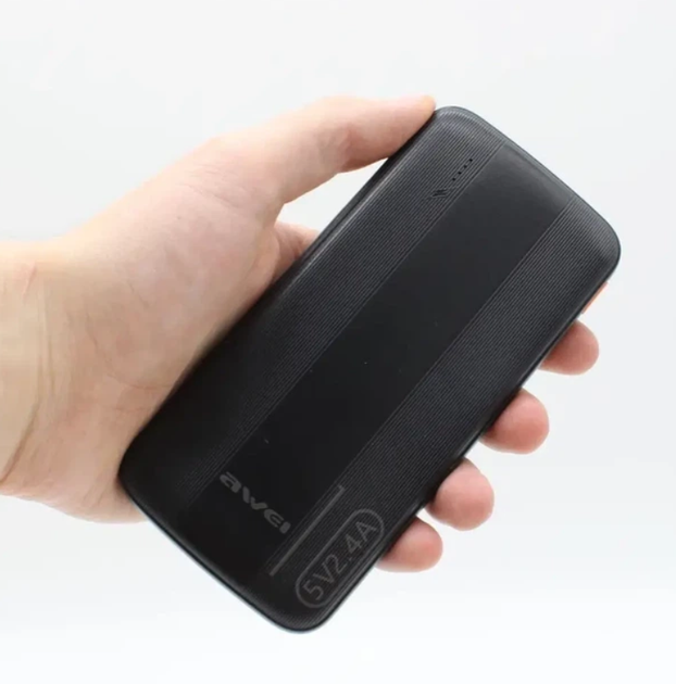 УМБ портативне зарядне Power Bank AWEI P20K 10000mah 2.4A, чорне - зображення 5