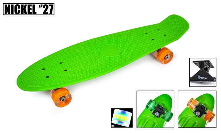 Пенни борд Nickel 27" Green светящиеся колеса - Фото 4 Пенни борд Nickel 27" Green светящиеся колеса - изображение 4