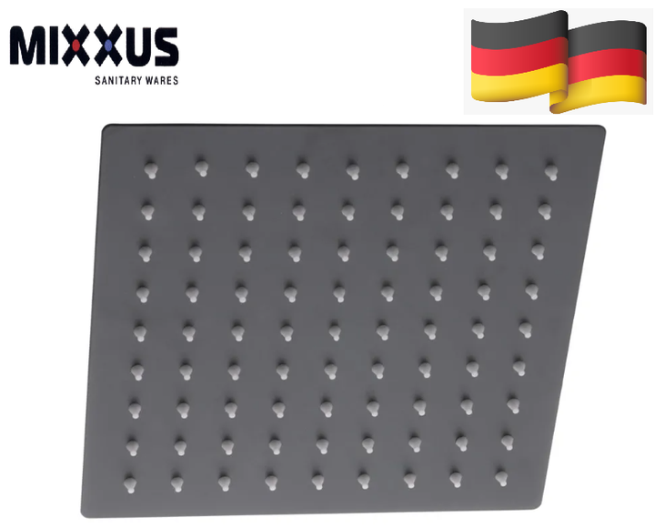 Потолочная квадратная лейка для верхнего душа Mixxus черная металлическая поворотная для тропического душа 20см (6149) - изображение 2