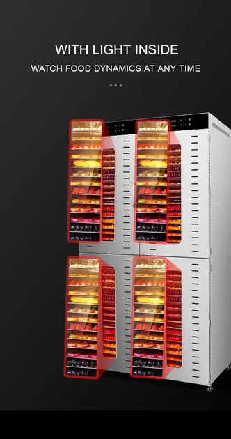 Дегидратор сушилки коммерческий Food Dehydrator SS-96H для овощей фруктов мяса грибов 96 лотков 7600Вт - изображение 6