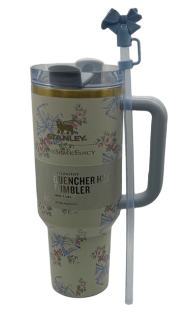 Термос термокружка Stanley Quencher H2.0 Tumbler из нержавеющей стали 1,18 л Vintage Blue Bow KT6007857 - изображение 4