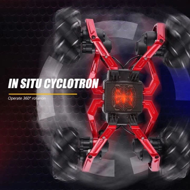 Машинка перевертыш Stunt Motion Metal MZP на радиоуправлении с браслетом управления LED подсветкой и роликовыми колесами для дрифта 215х275х87 мм полноприводный вездеход для трюков - изображение 5