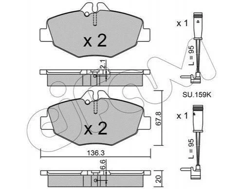 Комплект гальмівних колодок, дисковий гальмо CIFAM 8225620K Mercedes E-Class 0034209920, 0044207920, 0034206520 - Фото 1 Комплект гальмівних колодок, дисковий гальмо CIFAM 8225620K Mercedes E-Class 0034209920, 0044207920, 0034206520 - зображення 1