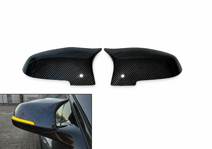 Накладки на дзеркала BMW F01 F06 F07 F10 F11 F12 F13 M-Style під повторювачі Carbon Look - зображення 2