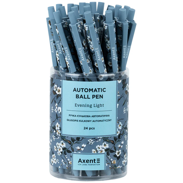 Комплект 24 шт. Ручка кулькова автоматична Axent AB1092-06-A, 0.5 мм, синя 4063276044105 - Фото 1 Комплект 24 шт. Ручка кулькова автоматична Axent AB1092-06-A, 0.5 мм, синя 4063276044105 - зображення 1