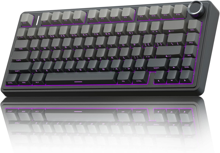 Бездротова механічна клавіатура AULA F75 Black RGB — 75%, Hot-Swap, Bluetooth/2.4GHz/Type-C, Gasket Mount, Бічне гравіювання - зображення 3