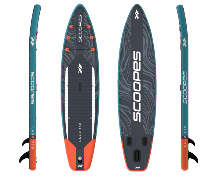 SUP-доска Scoopes 350 см, надувная, до 150 кг, комплект с веслом, насосом и рюкзаком, серая - Фото 1 SUP-доска Scoopes 350 см, надувная, до 150 кг, комплект с веслом, насосом и рюкзаком, серая - изображение 1