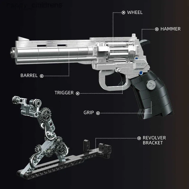 Конструктор Rose Revolver — механічний револьвер з трояндами, 631 деталь, декоративна STEM модель - зображення 5