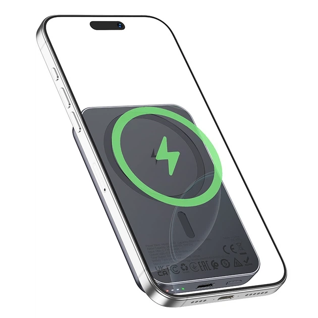 Павербанк з бездротовою зарядкою HOCO J160 5000 mAh 5W/2A 1Type-C/1Lightning Grey - зображення 2