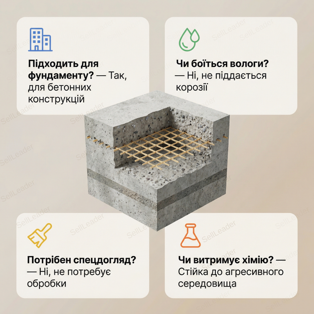Сетка композитная Мастер 1х25м ячейка 100х100мм армсетка диаметр 3мм для стяжки фундамента стройки рулон - изображение 4