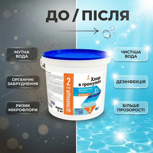 Быстрый хлор для бассейна в гранулах 5 кг Шок-хлор гипохлорит кальция дезинфекция очистка воды бассейна 65% - изображение 5