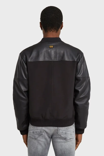 Чоловічий чорний бомбер Varsity leather jkt G-Star S D26928,C408 - изображение 4