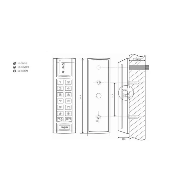 Зчитувач контролю доступу Roger безконтактний MCT12E (5907608961083) - зображення 3