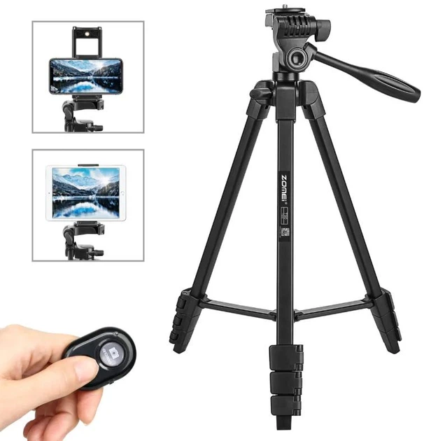 Штатив трипод з пультом ДУ Yufeng Tripod YF-3388, професійний для камери та телефону, триноги з регульованою висотою та кріпленням, чорна - зображення 7