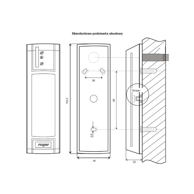 Зчитувач контролю доступу Roger безконтактний MCT12M-BK-IO (5907608961151) - зображення 3
