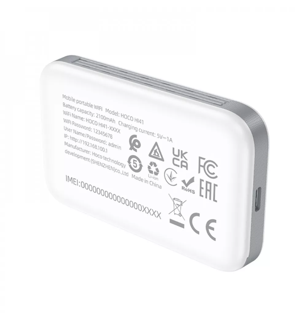 Портативный WiFi роутер Hoco HI41 4G LTE 150Mbps WiFi 6 аккумулятор 2100 mAh мобильный модем с SIM-картой до 15 устройств - изображение 7
