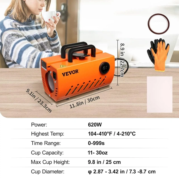 Сублімаційний прес для чашок Vevor F320 / 620 Вт / Orange Б/В - зображення 5