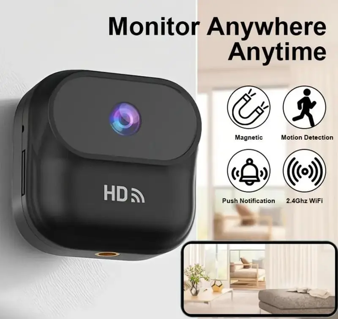 Мини камера Wi-Fi AS-A8 LINKLEMO, черная / Камера видеонаблюдения HD - изображение 3