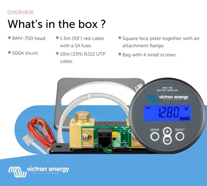 Монитор аккумулятора Victron Energy BMV-700 с шунтом и дисплеем Серый Б/В - Фото 3 Монитор аккумулятора Victron Energy BMV-700 с шунтом и дисплеем Серый Б/В - изображение 3