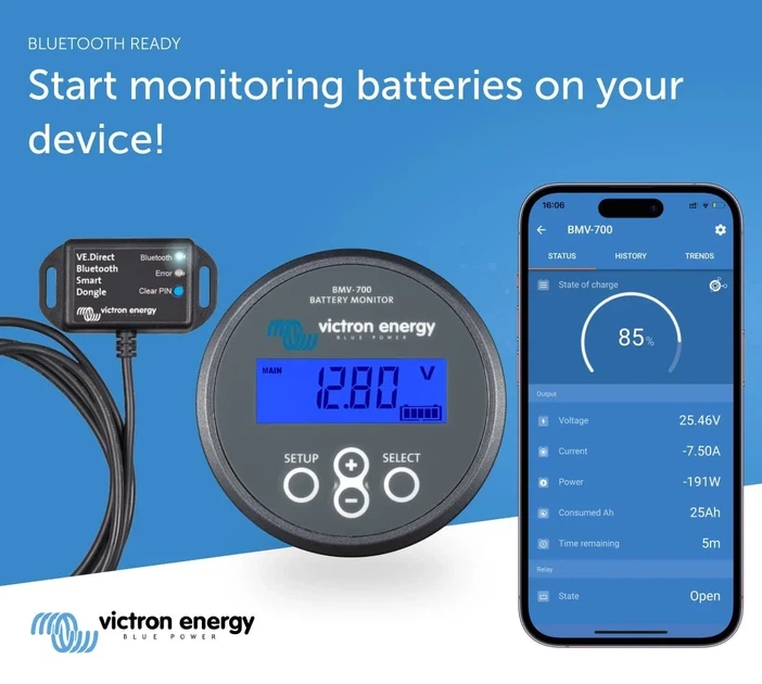 Монитор аккумулятора Victron Energy BMV-700 с шунтом и дисплеем Серый Б/В - Фото 4 Монитор аккумулятора Victron Energy BMV-700 с шунтом и дисплеем Серый Б/В - изображение 4